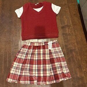🔆 Marhalls plaid skirt layered top set